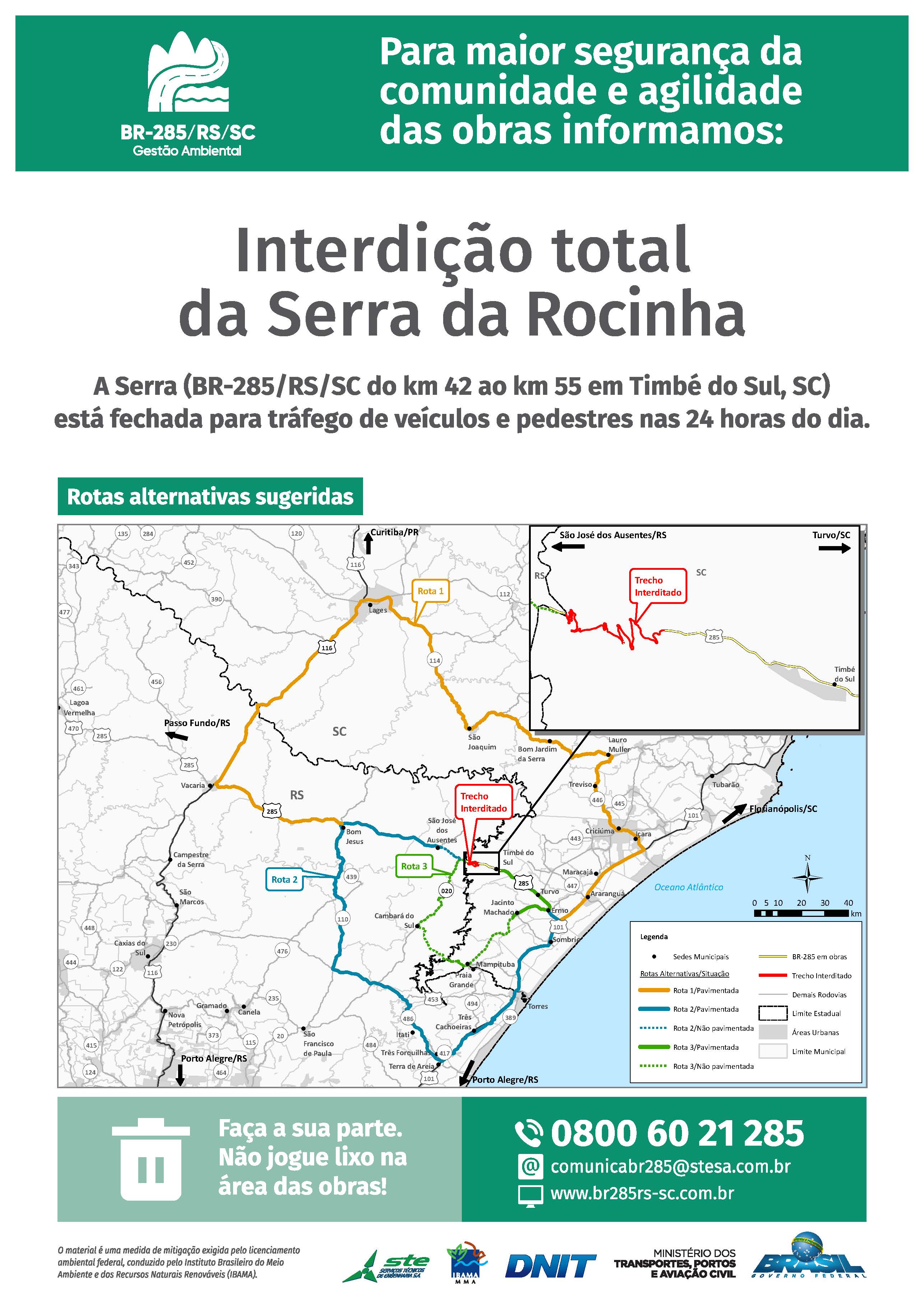 Cartaz Interdição Serra da Rocinha